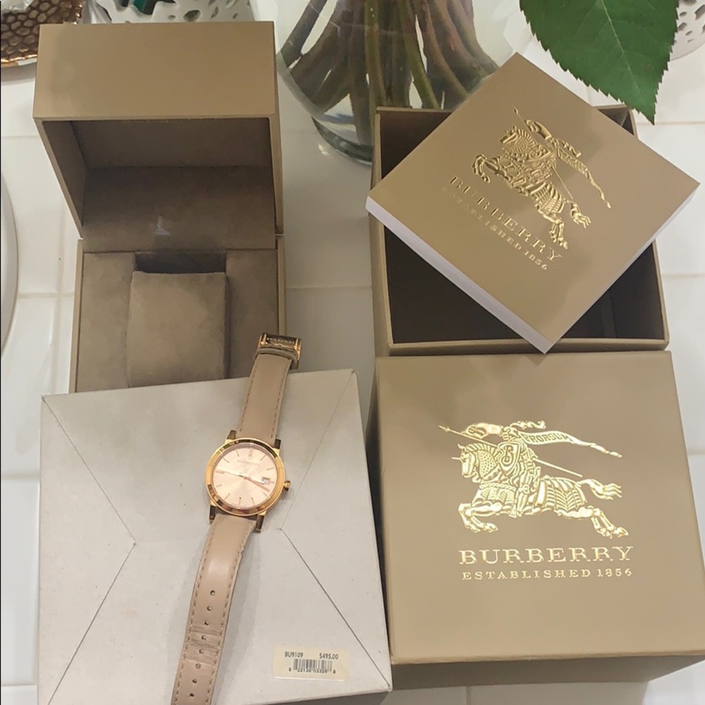 Authentic Burberry watch genuine leather
